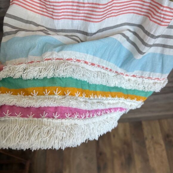 Calypso St. Barth Multicolor Horizontal Stripe Dress Embroidered Detailed Edges - Picture 10 of 12